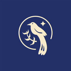 abstract bird and leaves logo design