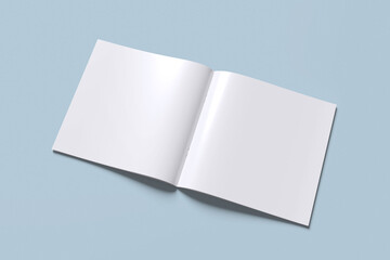 Square magazine or brochure with blue background color for mockup template