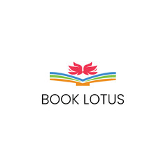 Elegant book and lotus flower logo design
