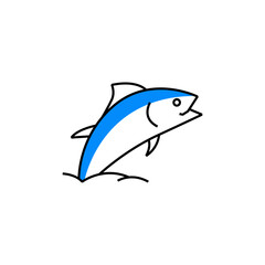 Elegant minimalist line tuna logo design template