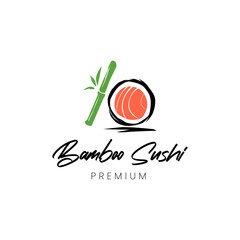Fototapeta premium Creative bamboo sushi logo design for Asian food