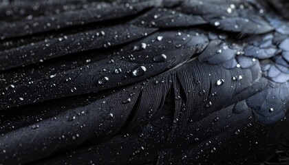 Raven's Feathers in the Rain