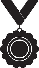 medal silhouette, black and white silhouette, vector and illustration