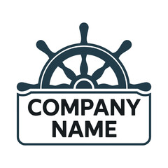 Nautical Company Logo Template with Ship Wheel and Space for Company Name on White Background for Branding and Identity Design Purposes