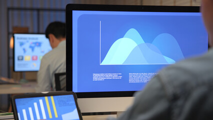 Asia people expert man tech talent team working on project predict sales insight SEO graph chart AI...