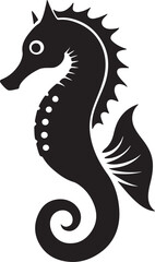seahorse silhouette, black and white silhouette, vector and illustration