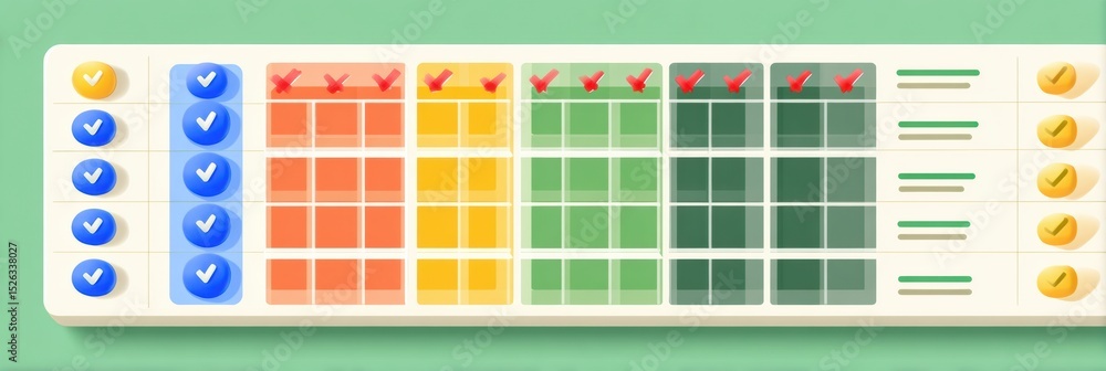 Aufkleber daily habit tracker layout design with a 7-day grid and interactive checkmark icons for effective pr