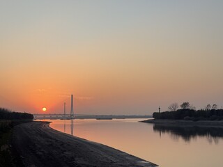 sunrise over the river