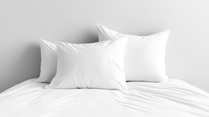 A serene setting featuring plush white pillows on a cozy bed evokes feelings of comfort, relaxation, and tranquility, showcasing a peaceful sanctuary for rest and rejuvenation.