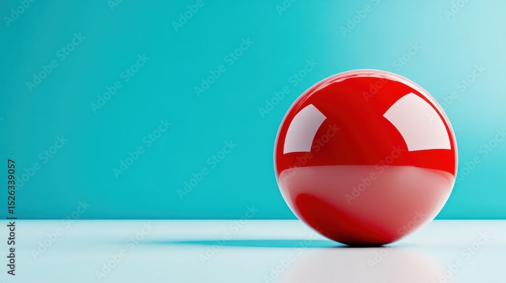 Poster a vibrant red sphere rests elegantly on a turquoise surface, emphasizing its glossy finish and creat