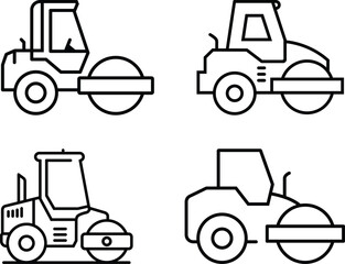 Minimalist Vector Illustration of Four Construction Rollers in Grid Layout