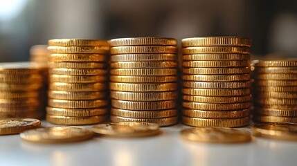 Stacks of golden coins forming a conceptual bar graph