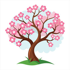 Obraz premium Pink floral cherry blossom tree branch in spring nature