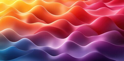 Obraz premium Abstract colorful wave landscape with flowing gradient curves in warm and cool tones with topographic texture Generative AI