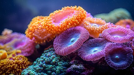 Fototapeta premium Vibrant coral reef with intricate mandala like formations