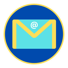 Blue and yellow round mail icon 