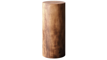 Sturdy Cylindrical Wooden Column with Smooth Polished Surface Isolated on White Background
