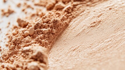 Makeup powder texture swatch, beauty product, close-up studio shot, white background, cosmetic advertising