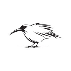 Obraz premium Bird sitting on a branch in a vector style with wildlife and nature elements