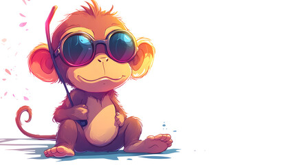 Cool Monkey in Sunglasses: Summer Fun Cartoon Illustration