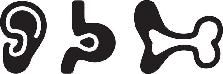 Three Different Styles of Human Ear Illustrations