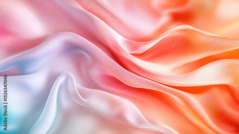 Poster an abstract representation of flowing fabric in soft pastel shades, creating a serene visual texture