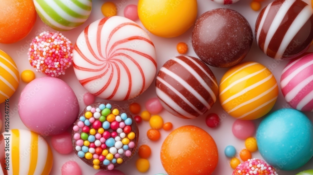 Poster an enticing array of colorful candies and sweets entices with their playful patterns and textures, p