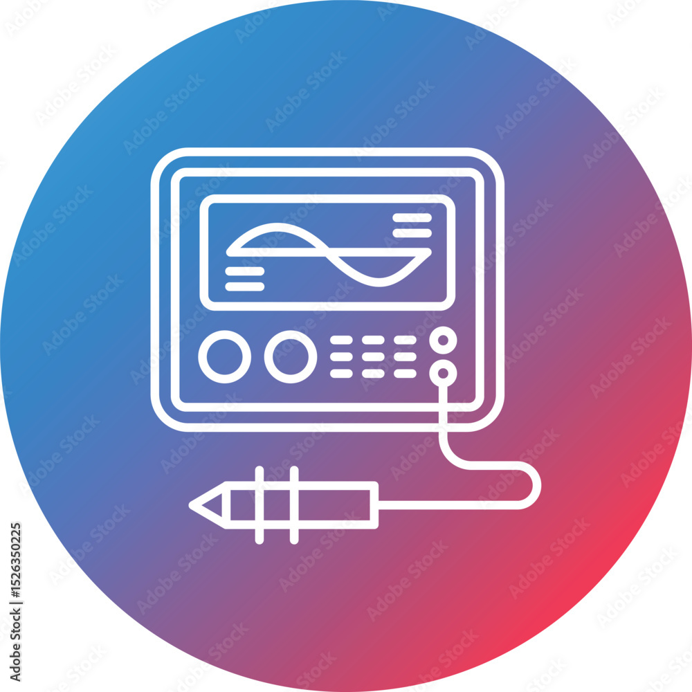Poster oscilloscope line gradient circle background icon