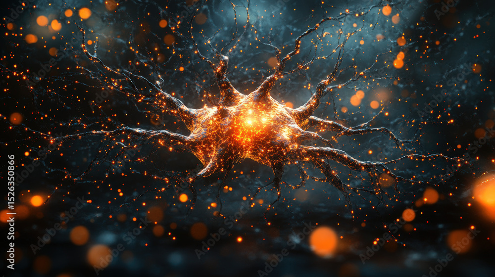 Aufkleber futuristic glowing ai brain. a futuristic glowing ai brain with complex neural pathways, rendered in