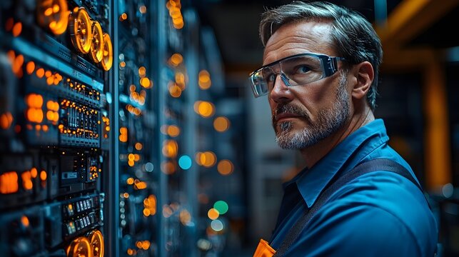 Cybersecurity expert monitoring smart factory systems for potential cyber threats - Powered by Adobe