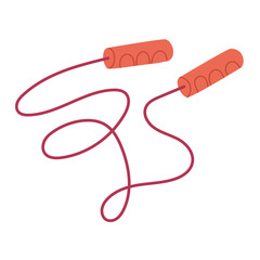 Skipping rope. Sports equipment for training. Sports, fitness. Flat color is isolated. It is suitable for applications, websites, blogs about training, yoga, health, rehabilitation, active lifestyle
