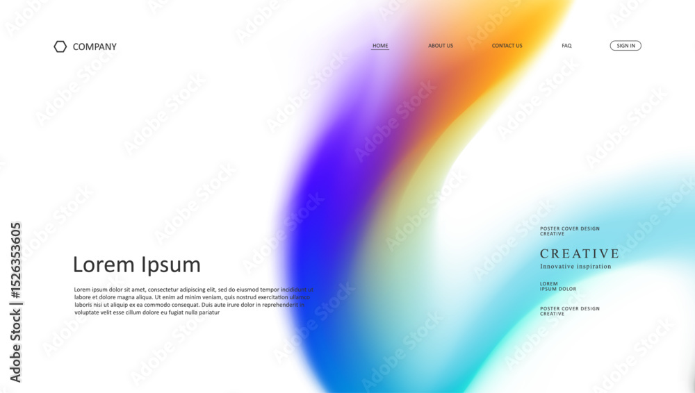 Poster abstract wave futuristic design of landing page. retro gradient mesh website design
