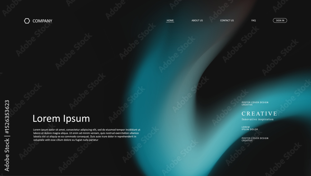 Poster abstract wave futuristic design of landing page. retro gradient mesh website design