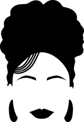 Braided Bun Afro African American Character Silhouette Black  Faceless Woman