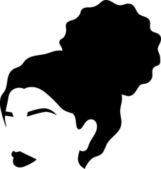 Braided Pom Pom Bun Afro African American Character Silhouette Black  Faceless Woman