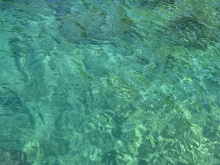 Ocean water clear blue emerald rippled surface. 