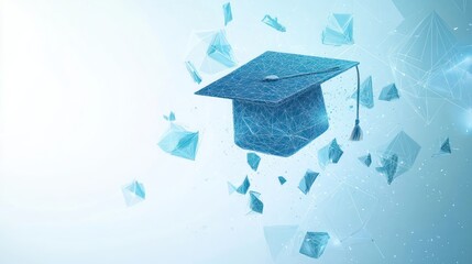 Digital Graduation Cap, Abstract Background, Online Learning, Future Education