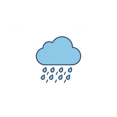 A charming rain cloud design perfect for weather apps, websites, or branding projects needing a simple yet effective weather icon featuring rain droplets and a cute cloud.