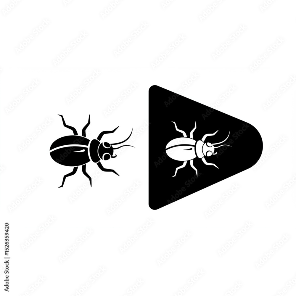 Poster stylish beetle bug logo design perfect for branding applications a scalable graphic with insect icon