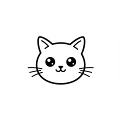 Obraz premium Adorable Kawaii Cat Head Design Perfect for Branding Cute Pet Logos and Children's Illustrations