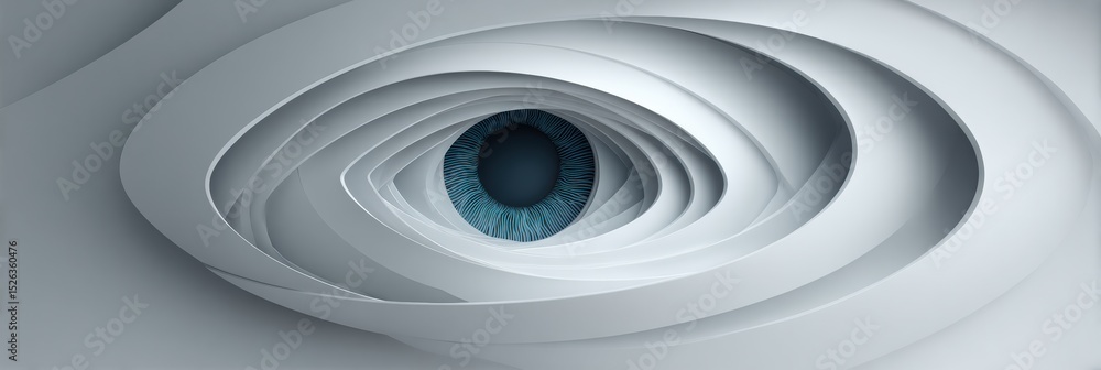 Poster Abstract Representation of Optical Tools Creating a Layered Eye Design in Clean Style and Muted Tones