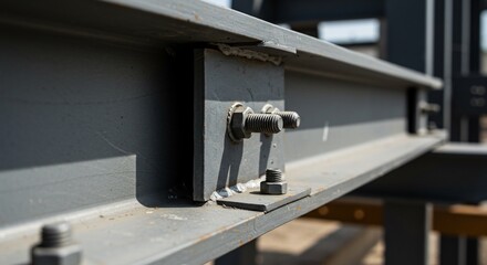 Steel IBeam Connection with Bolts and Welds in Harsh Sunlight