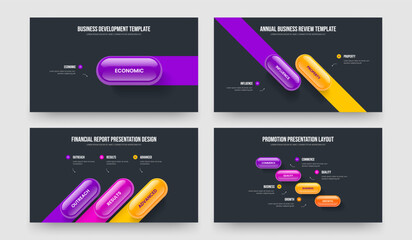 Sales Development One Two Three Four Option Infographic Frame Layout Vector Illustration Bundle. Business Launch 1 2 3 4 Element Diagram Slideshow Design Collection.