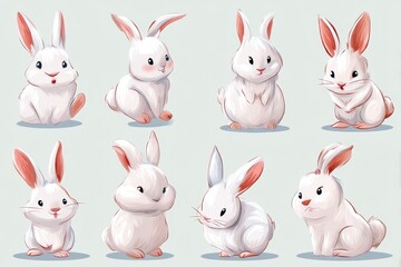 Fototapeta premium Cute Bunnies cartoon set