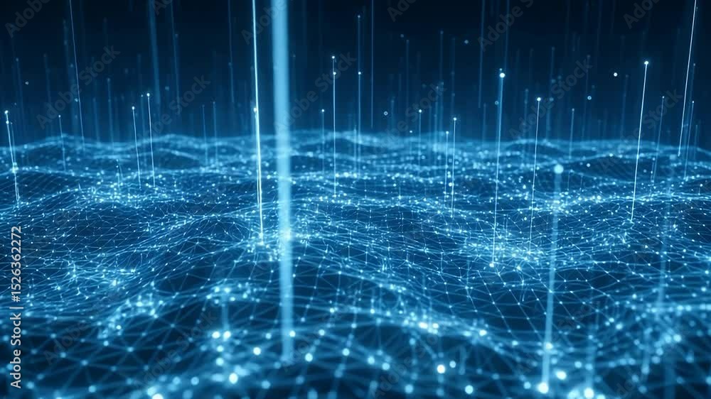Poster digital data network: a futuristic depiction of a digital data network, showcasing interconnected no