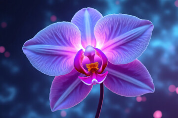 Fototapeta premium A stunning purple phalaenopsis orchid in bloom, isolated on a black background, showcases its delicate petals and natural beauty