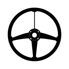 Naklejka premium Simple black steering wheel graphic icon.