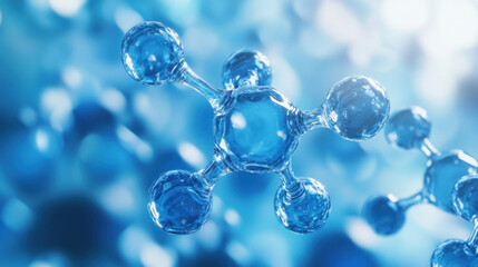 Abstract Blue Molecular Structure 3D Rendering