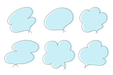 点線で作ったシンプルなかわいい吹き出しセット　水色