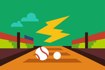 Fastball Fury Electric Baseball Game Illustration
